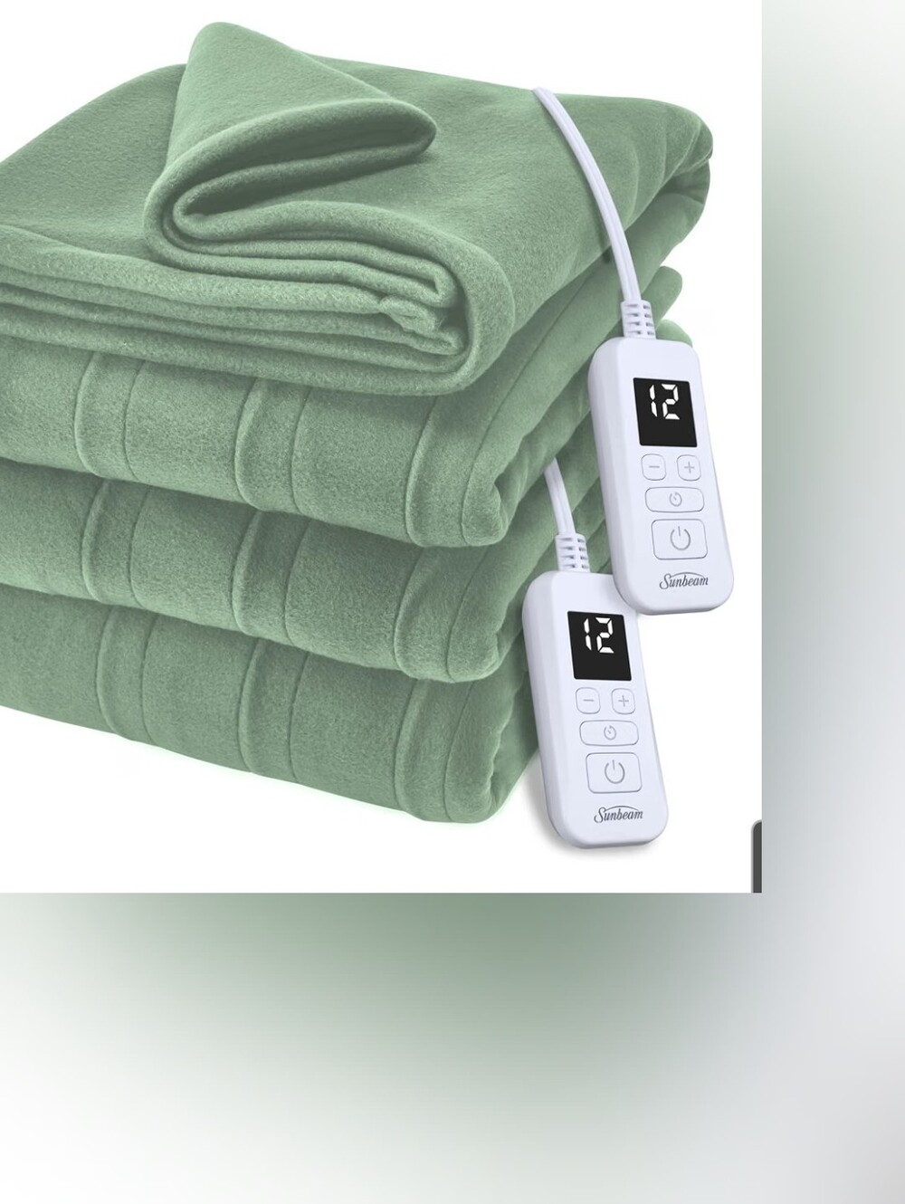 Sunbeam Dual Controls Electric Heated Throw Blanket - Sage Queen